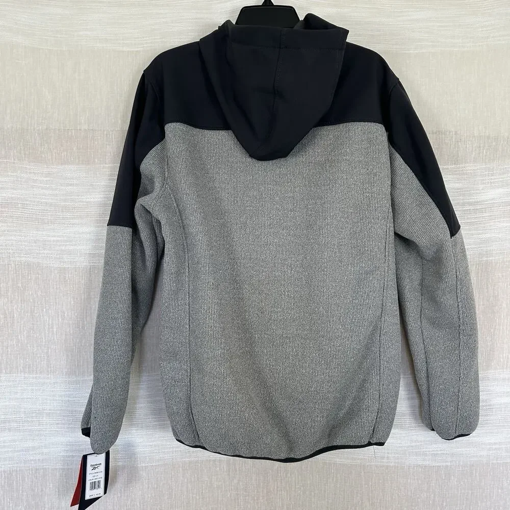 NWT Reebok Jacket Men's Large Gray Black Full Zip Up‎ Hoodie MRSP $165 New L